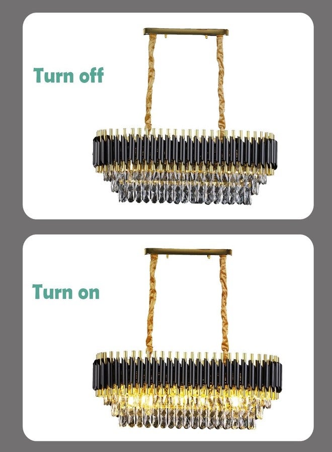 ADWAIT ثريات كريستال عصرية من نوع K9 من ADWAIT باللونين الأسود والذهبي، ثريا كريستال دائرية من 3 طبقات، مصباح سقف لغرفة المعيشة (كلاسيكي، 600 × 300) - Image 3